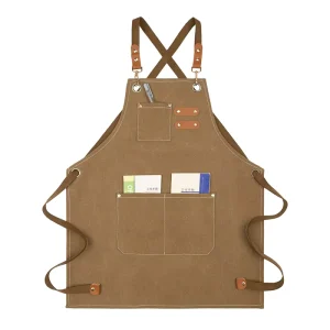 Kids Sleeveless Apron Thickened 16AN Polyester Cotton Heavy Duty Durable Adjustable Waist Multiple Pockets Machine
