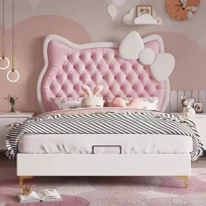 King Size Kids Double Bed Frame Animal Shaped Cartoon Design Cat Shaped Cartoon Bed