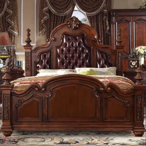 King-Size Reclining MDF Wood Bed with Leather Upholstery and Storage