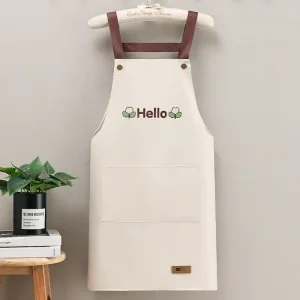 Kitchen Apron Waterproof Oilproof Convenient Pocket Chef Cooking Apron Men Women Barista Manicurist Work Aprons Waiter Uniform