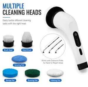 Kitchen Bathroom Cleaning Brush Waterproof Ergonomic Handle Brush Soft Hard Bristles Rechargeable Power Scrubber for Tub Grout