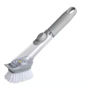 Kitchen Cleaning Brush 2 in 1 Long Handle PP Sponge Dispenser Dish Washing Pot Brush Set Box