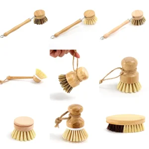 Kitchen Cleaning Scrubber for Dish Washing Brush Household Kitchen Cleaning Brush Palm Bamboo Dish Brush Household Cleaning Tool