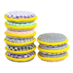 Kitchen Cleaning Sponge Scrub Heavy Duty Scouring Pad with Soft Sponge and Absorbent Microfiber Cloth for Cleaning