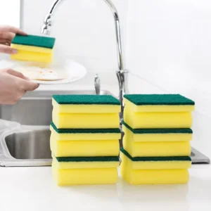 Kitchen Cleaning Sponges Yellow Green Scrub Sponge Double Sided Non Scratch Sponges for Dishes Kitchen Pot Pan Cleaning