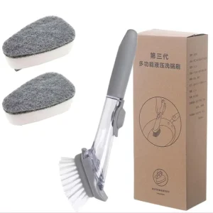 Kitchen Cleaning Tool Heavy Duty Dish Scrub Brush Soap Dispensing Dish Wand Kit