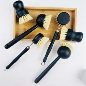 Kitchen Cleaning Tool Wood Bamboo Scrub Cleaning Dish Brush Set Sisal Bristle Pot Brush