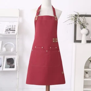 Kitchen Cotton Canvas Aprons Gift Custom Design Logo Adjustable Hanging Neck Cooking Chef Aprons