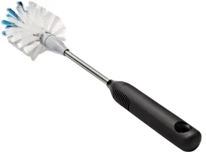 Kitchen Cup Brush with Stainless Steel Nylon Bristles in Blue Brown White Transparent for Home Use for Glass Drinkware
