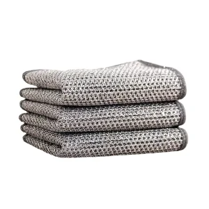 Kitchen Dishwashing Cloth Steel Wire Ball and Non-Silver Silk Stain Oil Resistant Cleaning Cloths for Stainless Steel