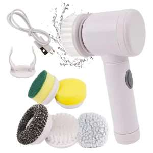 Kitchen Electric Handheld Dish Scrubber Automatic Plate Oil Cleaning Brush with Recharger Made of Durable Plastic