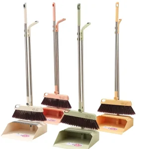 Kitchen Foldable Broom Stick and Dust Pan Long Handle Folding Brooms Dustpans Plastic Broom and Dustpan Set