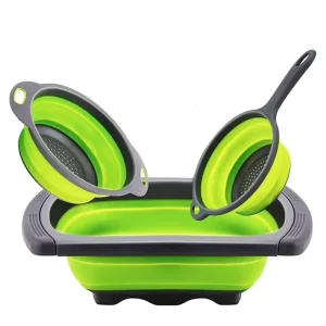 Kitchen Folding Water Bucket Set Round Collapsible Silicone Plastic Basket for Cleaning and Washing Conveniently Foldable
