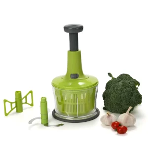 Kitchen Food Processing 1.1L Squeeze Chopper Manual Push Vegetable Chopper Plastic Blade Fruit and Vegetable Cutting Tool