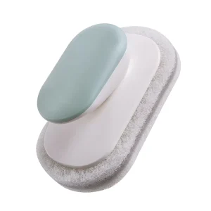 Kitchen Gadget Cleaning Tool Round Washing Scrub Sponges with Plastic Handle Pot Comfort Grip Handle Scouring Pad Sponge Brush