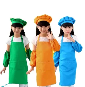 Kitchen Healthy Kids Children Chef Cooking Apron for Adjustable Kid Chef Hat Apron Set
