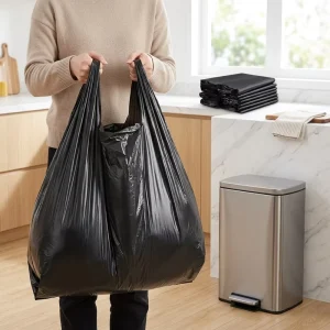 Kitchen Heavy Duty Plastic Trash Bags with Vest Handle Large Size HDPE LDPE Material Customizable Garbage Bags