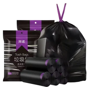 Kitchen Household PE Disposable Thick Black Drawstring Garbage Bags Large Trash Bags Enlarged