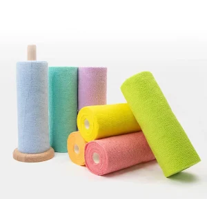 Kitchen Microfiber One Time Use Cleaning Cloth 25*25 cm Hand Torn Square Shape 200gsm Weight Multi Color Tear Off Design