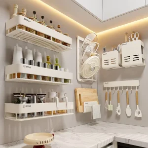 Kitchen Organizer Storage Rack Multifunctional Wall mounted Spice Rack Supplies Chopsticks Knife Holder Multi layer Storage