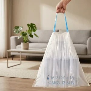 Kitchen PE Trash Bags 13 Gallon Drawstring with Odor Shield Technology for Household Bathroom