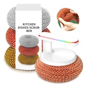 Kitchen Plastic Cleaning Mesh Scourer with Handle