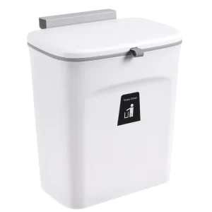 Kitchen Portable 9L Square Wall Mounted Compost Bin With Lid Plastic Dustbin Trash Cans Garbage Can Waste Bin