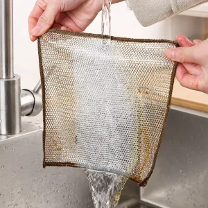 Kitchen Silver Wire Scouring Pads Powerful Cleaning Dishwashing Rags Double sided Silver Wire Cleaning Cloths