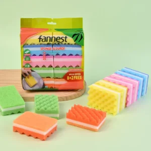Kitchen Sponge Scrubber High density Wavy colored Double sided Water absorbing Thickened Dish washing Scouring Pad for Sponge