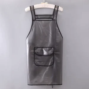 Kitchen TPU Sleeveless Oil Proof Apron Transparent Waterproof Aprons with Pockets
