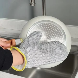 Kitchen Thick Waterproof Wire Dishwashing Gloves Medium Thickness Non Scratch for Household Pot Pan Cleaning Tasks