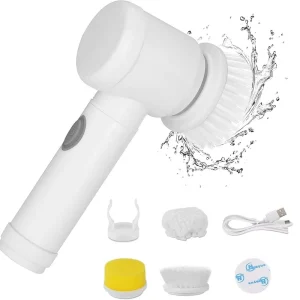 Kitchen Tool USB 5 in 1 Cleaner Bathroom Bathtub Clean Brush Spin Scrubber Electric Rotating Cleaning Brush to Dishwashing Sink