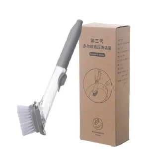 Kitchen Tools Cleaning Brushes Long Handle Dishwashing Scourer Sponge Sink Dishes Scrubber Brush Auto Add Cleaner Liquid