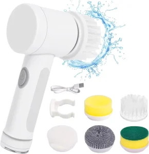 Kitchen USB Spin Scrubber 5 in 1 Handheld Cleaner Bathroom Clean Brush Electric Cleaning Brush for Dishwashing Sink Tile Glass