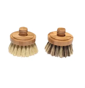 Kitchen Washing Cleaning Scrub Natural Sisal Palm Coconut Replaceable Bamboo Dish Brush Head