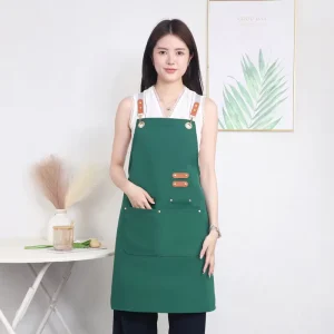 Kitchen Waterproof Canvas Waist Bib Cross Back Chef Sleeveless Kitchen Apron for Men Women for Barbecue Restaurant Cleaning