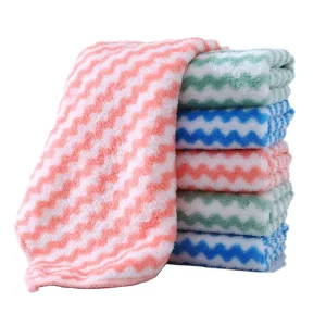 Kitchen Wipes Coral Velvet Water Ripple Microfibre Dish Washing Cloth Thickened Super Absorbent Towel Household Cleaning Cloth