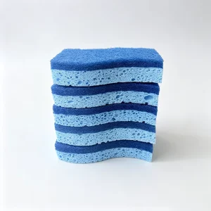 Kitchen Wood Pulp Scrubber Absorbent Sponge with Scourer Pad for Dishes Pots and Counters