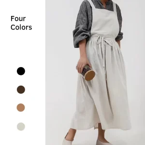 Korean Fashion Cotton Linen Sleeveless Adjustable Waist Princess Apron Women’s Art Milk Tea Flower Shop Multi Use Japanese Apron