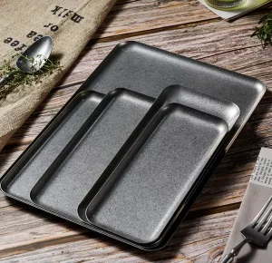 Korean Vintage Square Industrial-Style Stainless Steel Plate Tray