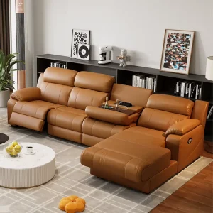 L-Shaped Genuine Leather Power Recliner Sofa Set, Factory Direct
