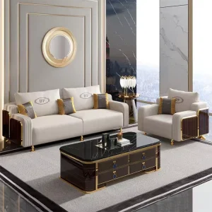 L-Shaped Leather Sofa for Living Room