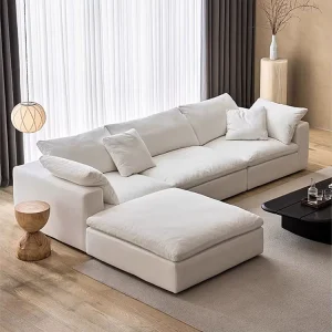 L-Shaped Modular Cloud Sofa Set with Down Linen Fabric