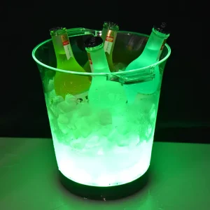 LED Light Farmhouse Style Ice Bucket Cooler Handle 5L Portable Party Camping Wedding Plastic PS OEM Brand Made China Promotional