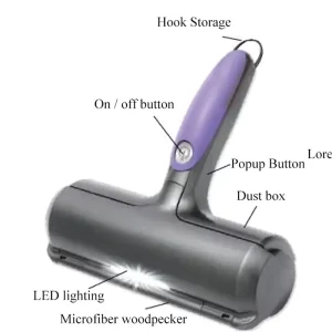 LED Light Self Cleaning Slicker Reusable Lint Roller Pet Grooming Plastic Tool Cat Dog Hair Washable Brushes Battery