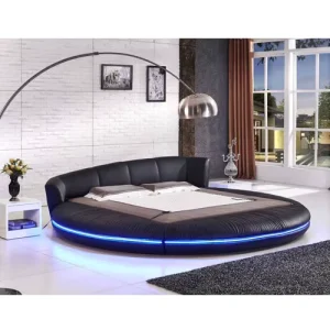 LED Lighting Soft King Size Round Bed for Bedroom