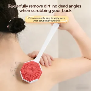 LEDUN Long Handle Body Scrubber Soft Silicone Bristles Double Sided Bath Brush For Women Man Back Exfoliation