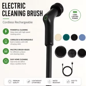 Labor Saving Cleaning Tool Electric Spin Scrubber Telescopic Handle Replaceable Brush Heads Cordless Electric Cleaning Brush