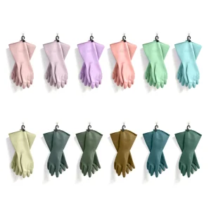 Ladies Household Waterproof Latex Gloves 32cm Reusable Medium Thickness Non Slip Durable for Dishwashing and Housework