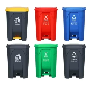 Large 80L Foot Pedal Trash Can Outdoor Use Eco Friendly Rectangular HDPE Plastic Wheelie Bin for Recycling Kitchen
